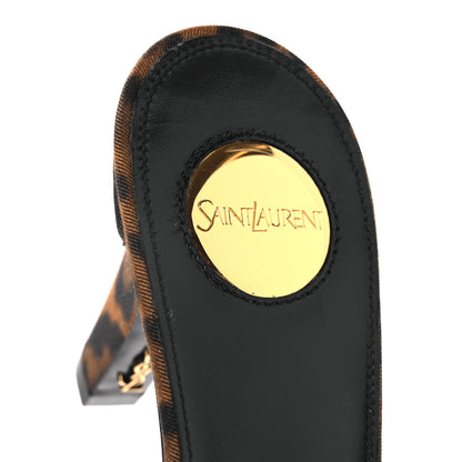 Saint Laurent Grossgrain Leopard Print Jill Mules 37.5 Brown 9 of 11