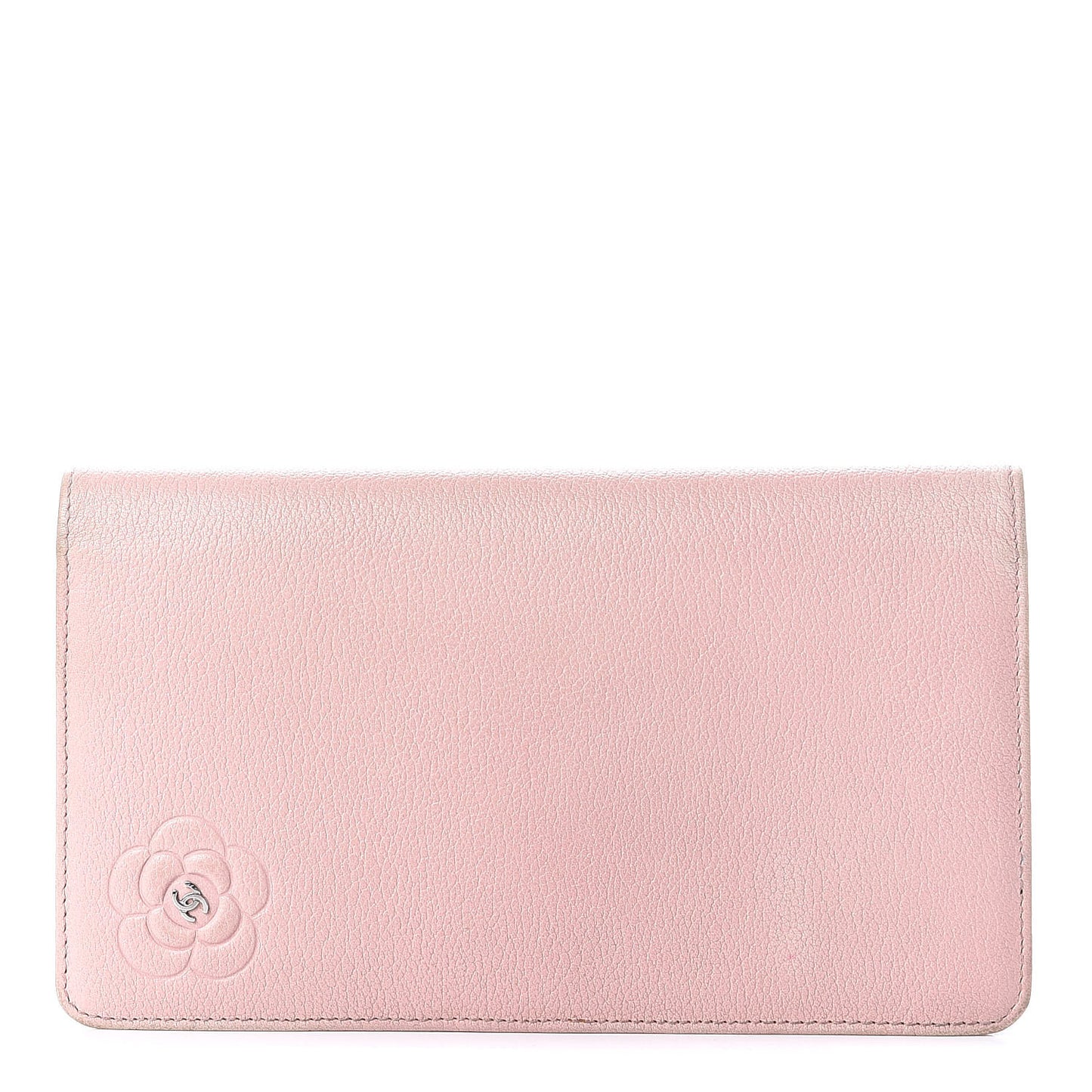 Goatskin Camellia Yen Wallet Pink