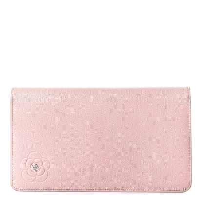 Chanel Goatskin Camellia Yen Wallet Pink 1 of 9