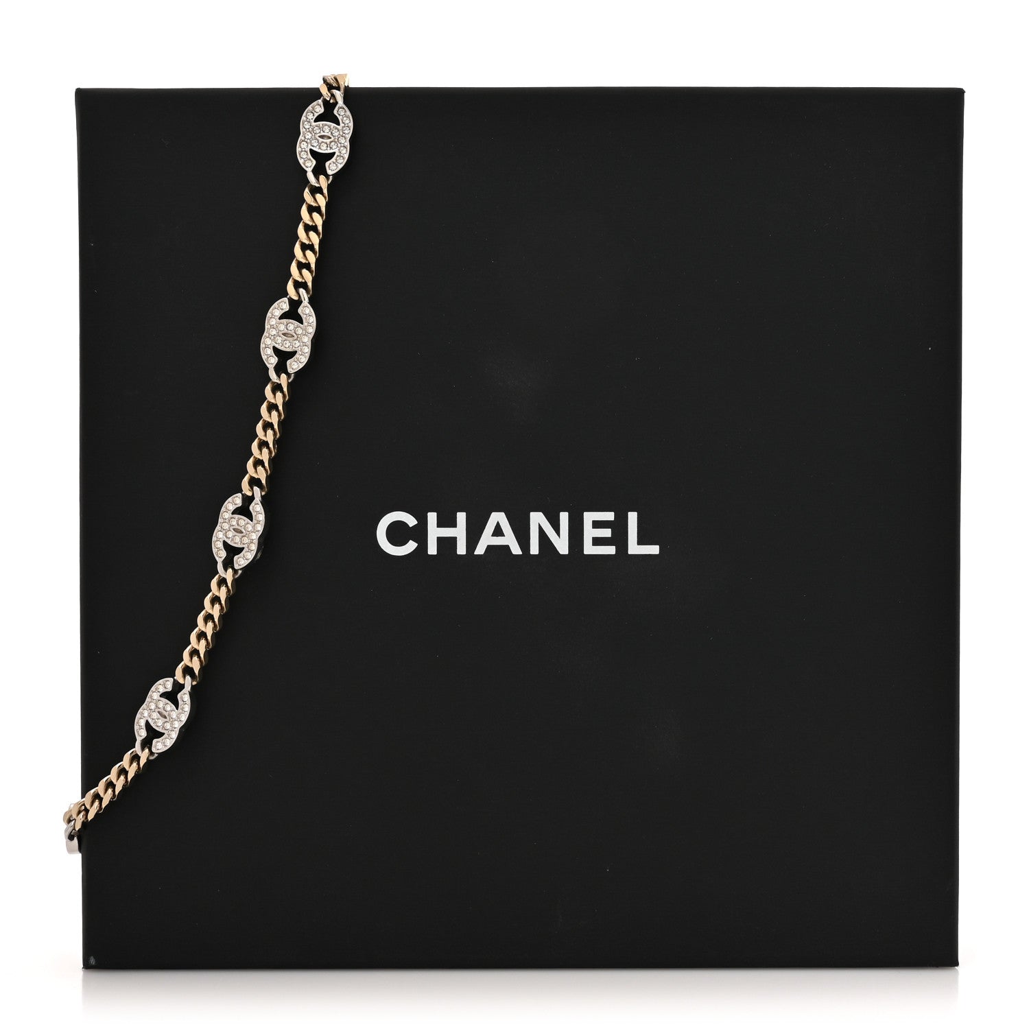 Chanel Crystal Chain CC Link Choker Gold Silver 5 of 5