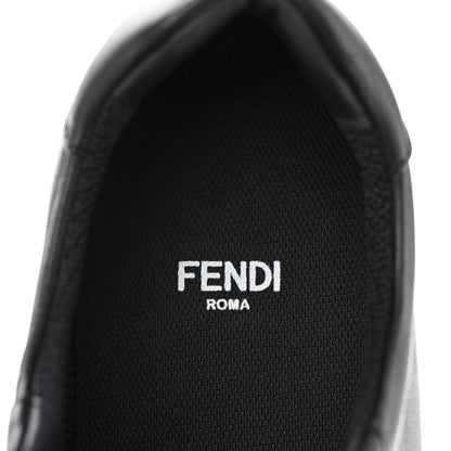 Fendi Vitello Karligraphy Embossed Low Top Sneakers 38 Black 8 of 9