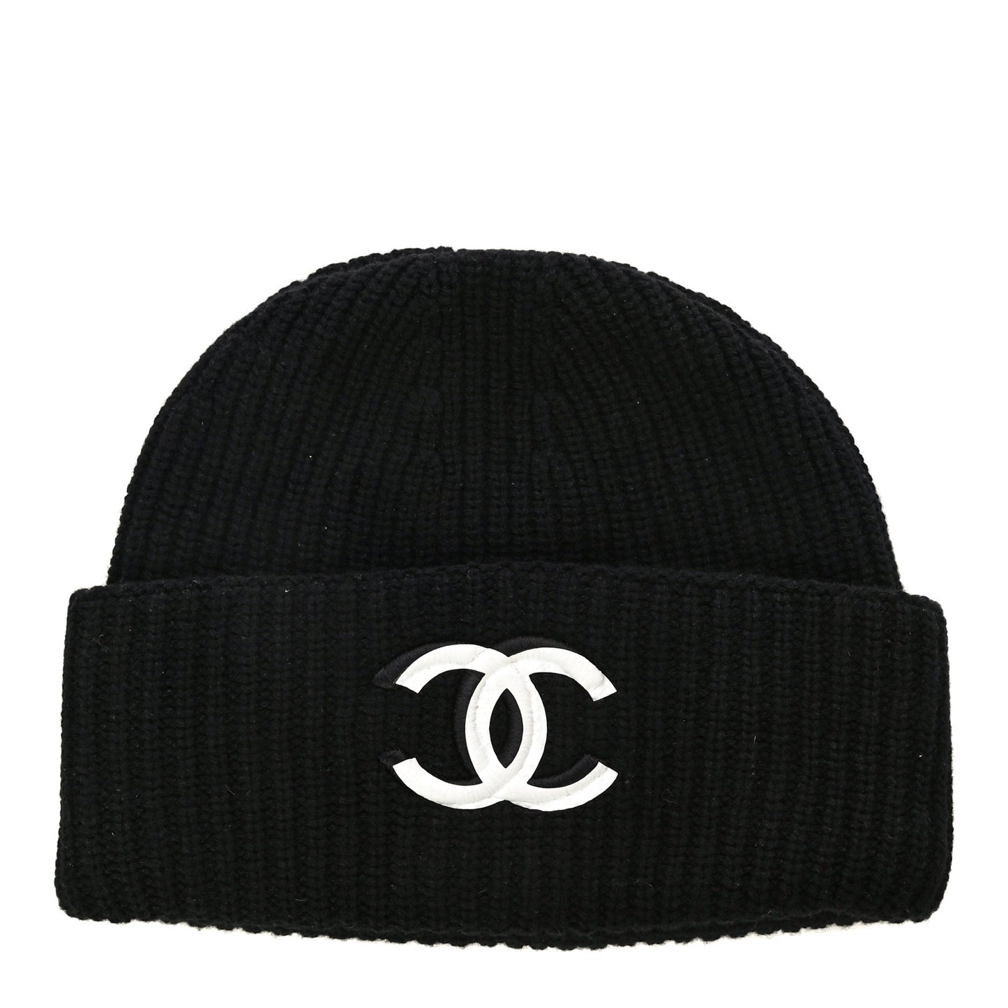 Wool Cashmere CC Beanie Hat Light Black White