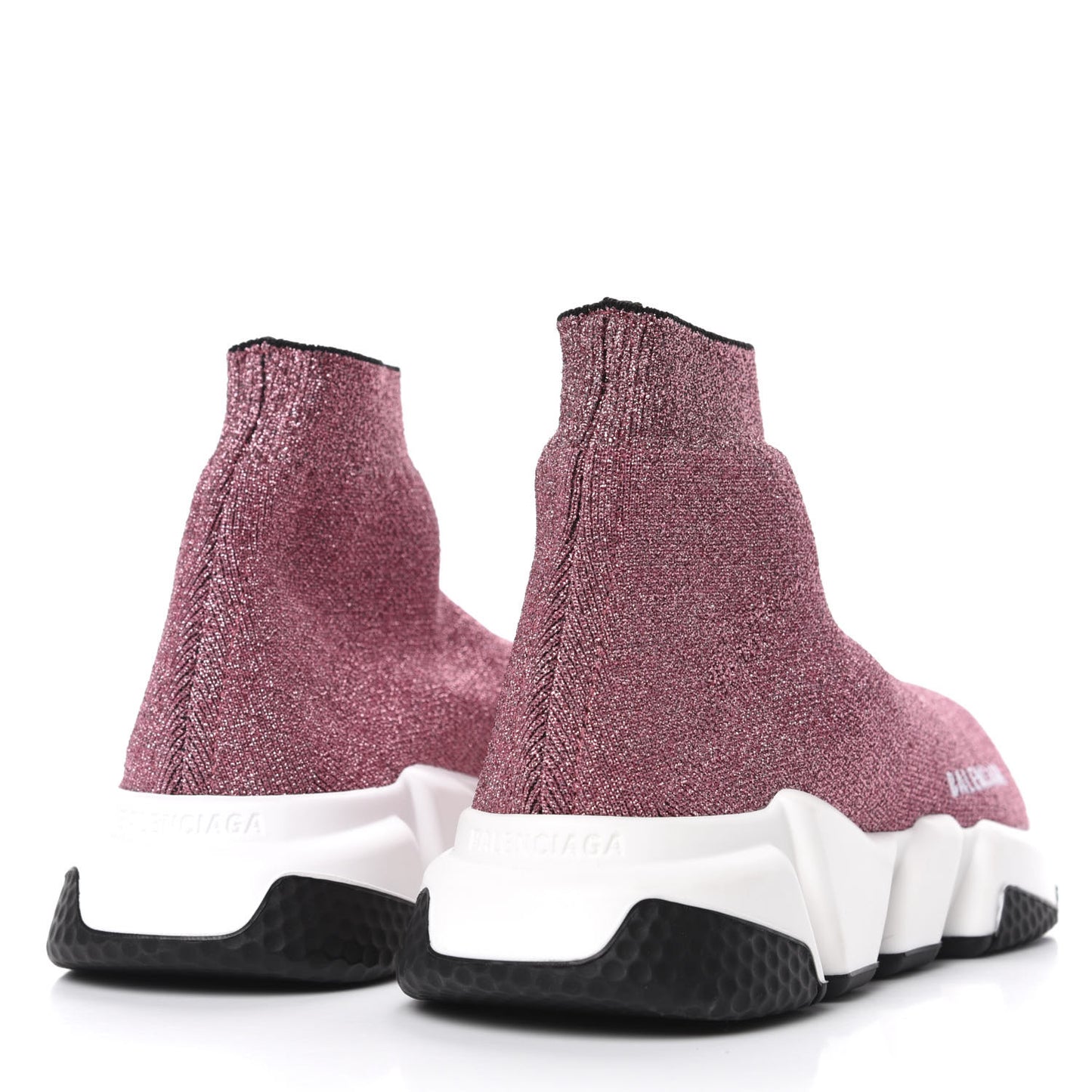 Laminated Knit Bi-Color Sole Womens Speed Sneakers 36 Pink White Black