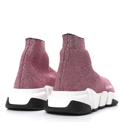 Balenciaga Laminated Knit Bi-Color Sole Womens Speed Sneakers 36 Pink White Black 4 of 11