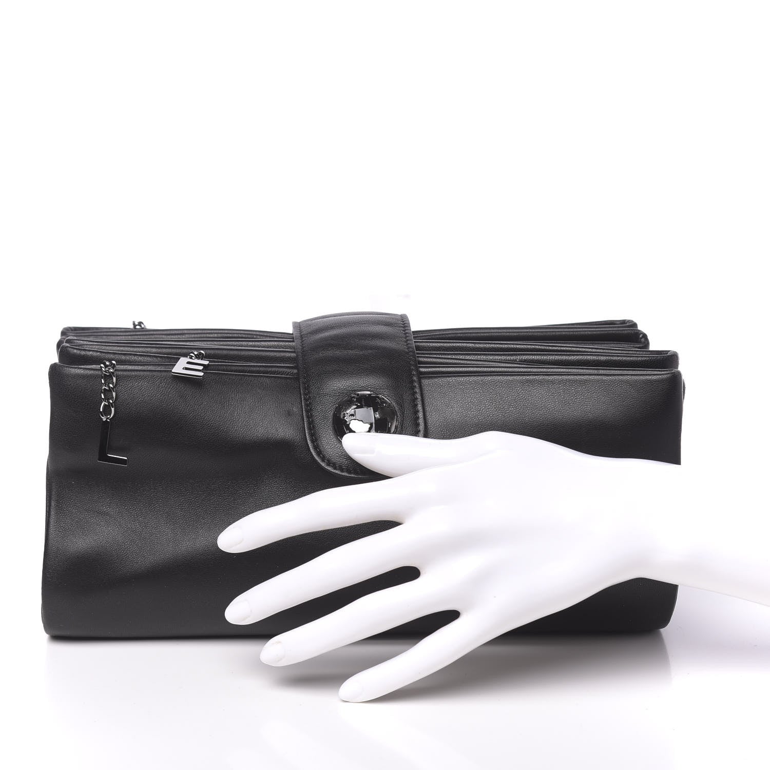 Chanel Lambskin Accordion Globe Clutch Black 2 of 17