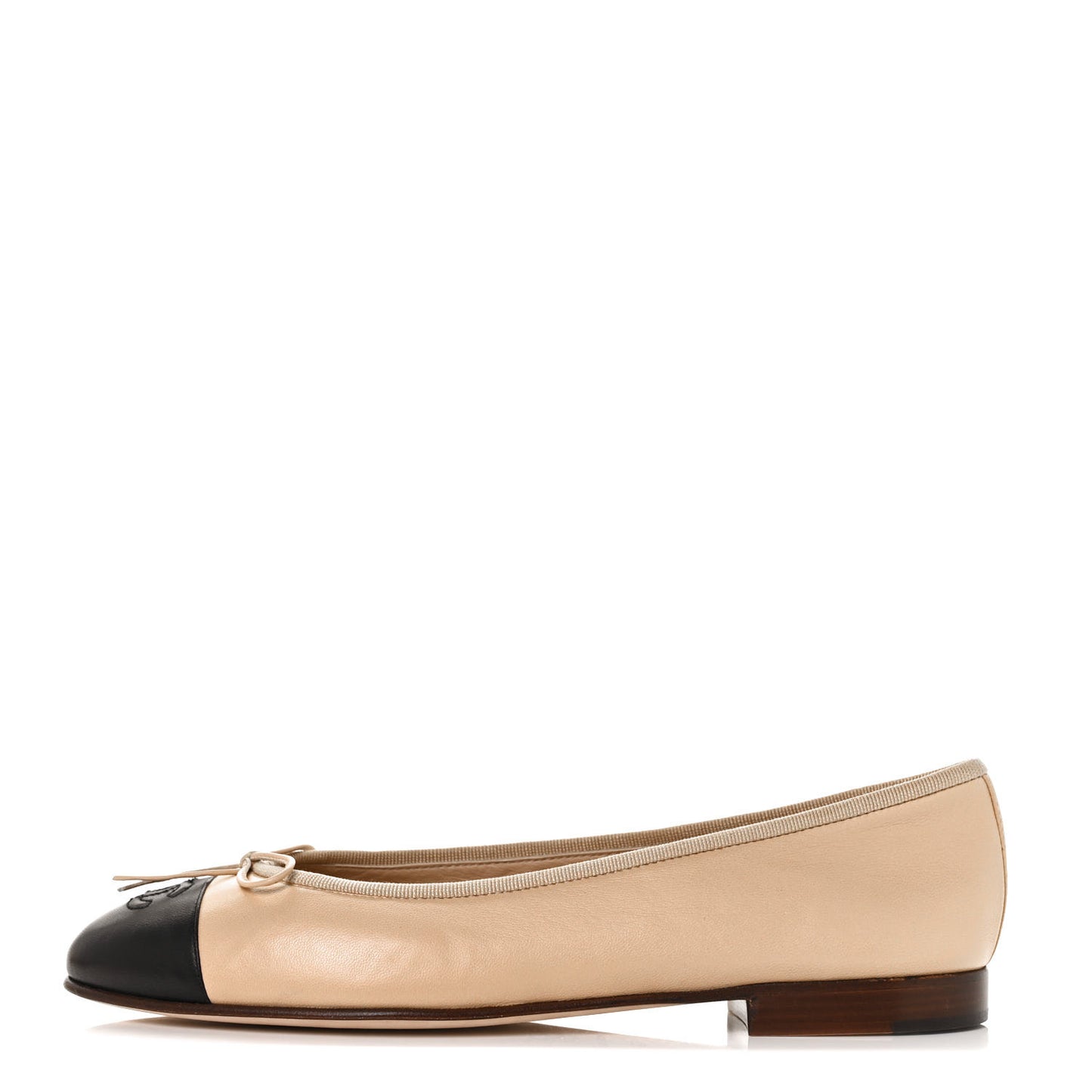 Lambskin Cap Toe CC Ballerina Flats 40 Beige Black