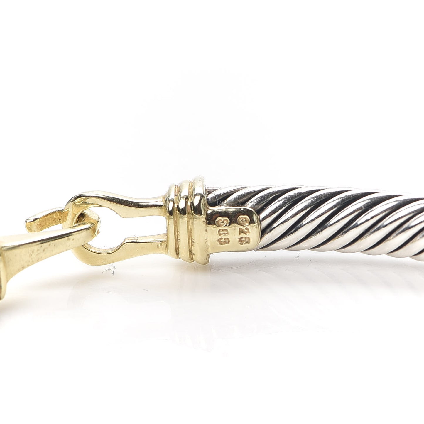 Sterling Silver 14K Yellow Gold 5mm Cable Classic Buckle Bracelet