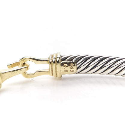 David Yurman Sterling Silver 14K Yellow Gold 5mm Cable Classic Buckle Bracelet 4 of 5