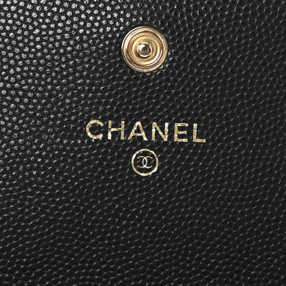 Chanel Caviar Quilted Textured CC Flap Wallet Black 6 of 8