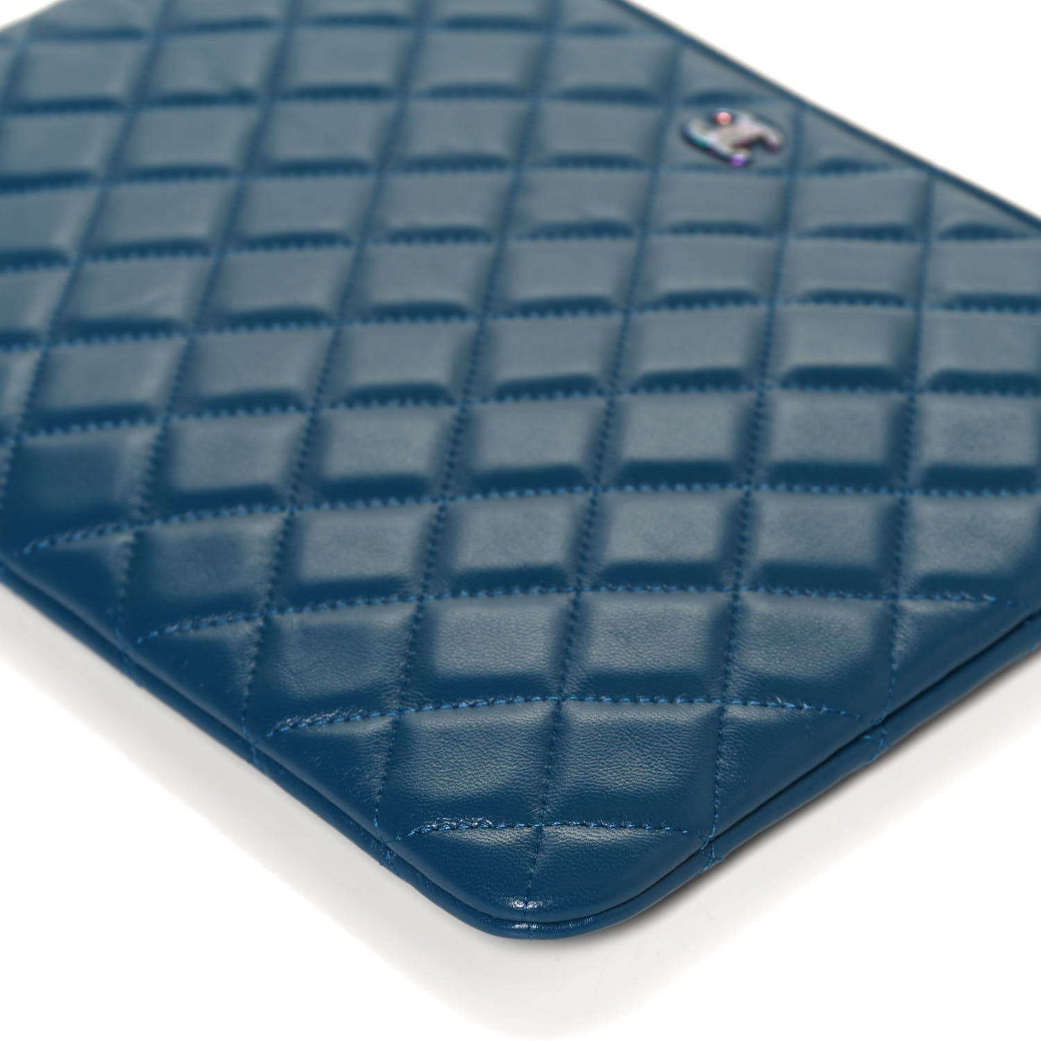 Chanel Lambskin Quilted Medium CC Cosmetic Case Blue Pink 10 of 10