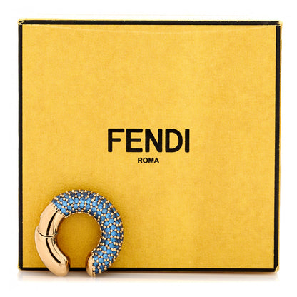 Fendi Metal Crystal Ear Cuff Blue Gold 5 of 5