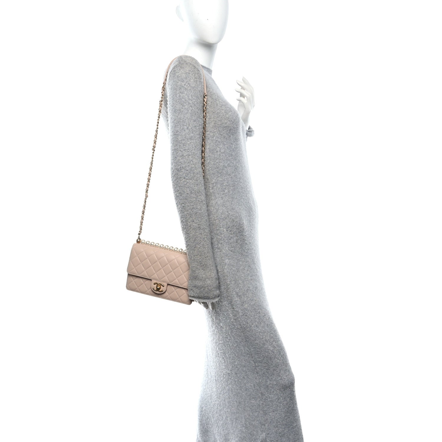 Chanel Goatskin Quilted Small Chic Pearls Flap Beige 3 of 19