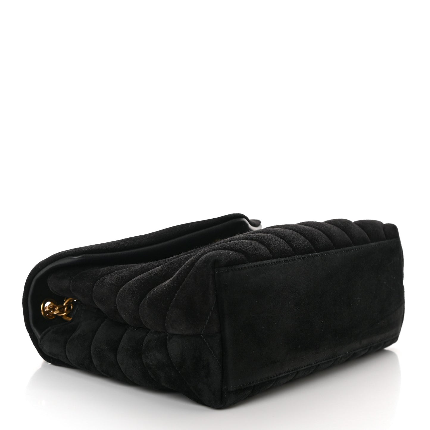 Suede Calfskin Y Quilted Monogram Small Loulou Chain Satchel Black