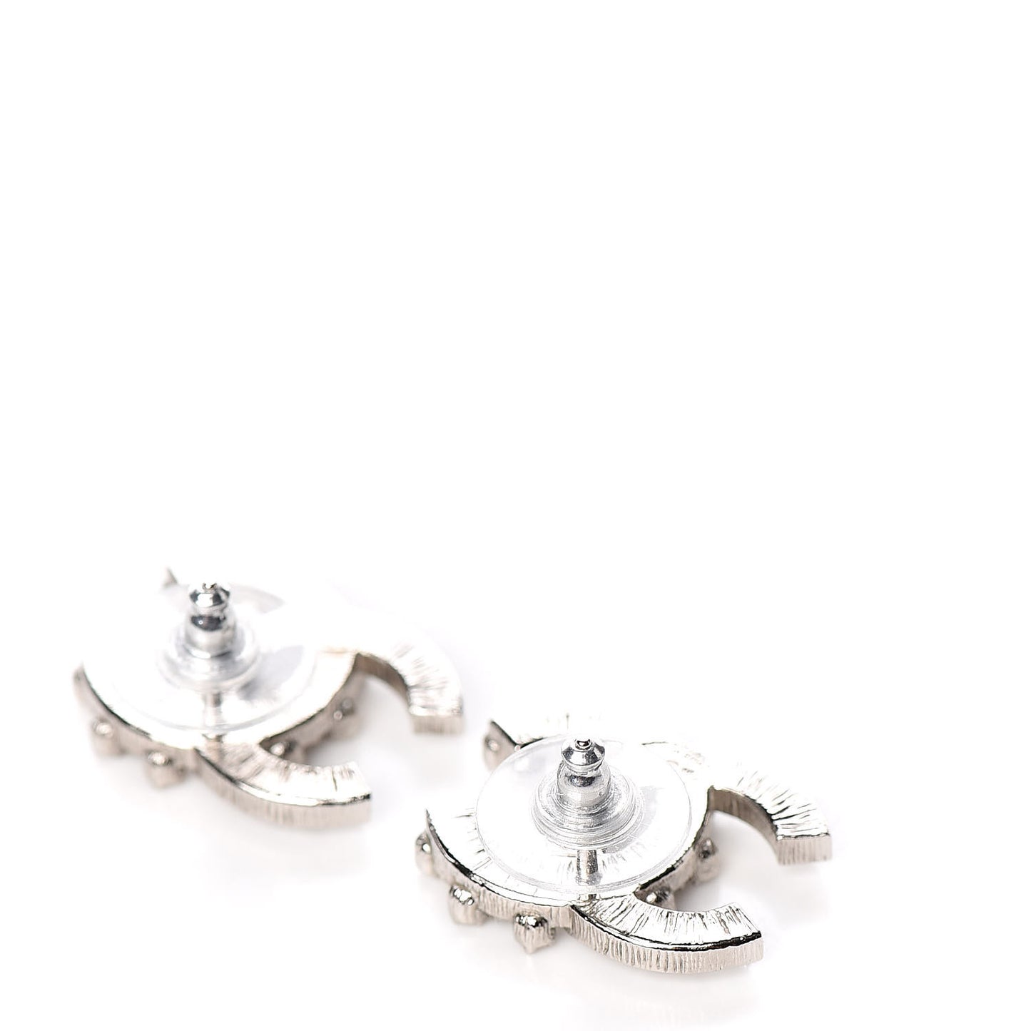 Baguette Crystal CC Earrings Silver
