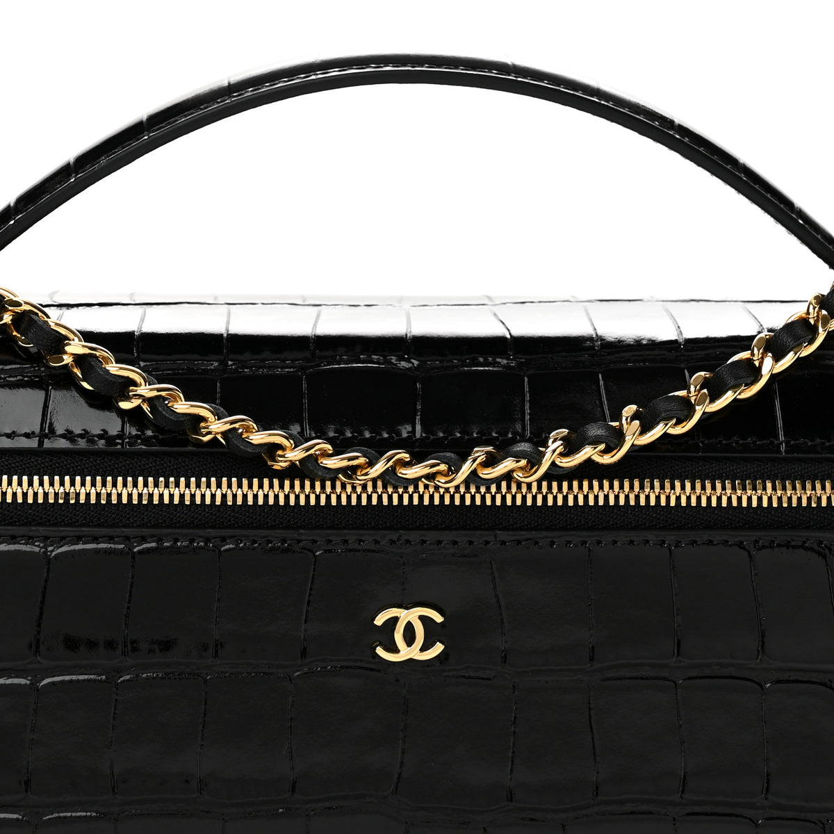 Chanel Calfskin Crocodile Embossed Crococo Exoticoco Long Vanity With Chain Black 8 of 12