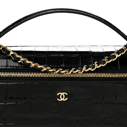 Chanel Calfskin Crocodile Embossed Crococo Exoticoco Long Vanity With Chain Black 8 of 12