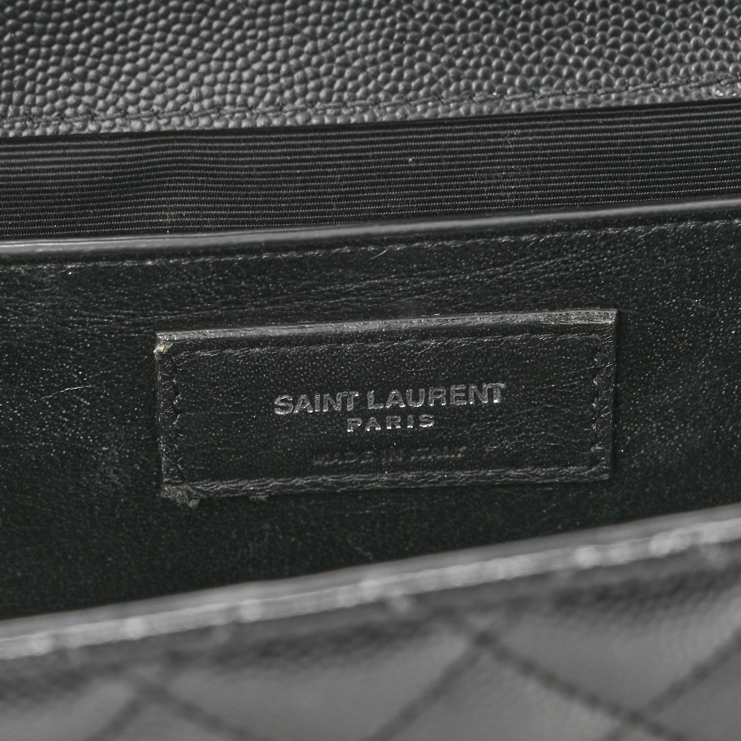 Saint Laurent Grain De Poudre Textured Mixed Matelasse Triquilt Medium Monogram Satchel Black 7 of 12