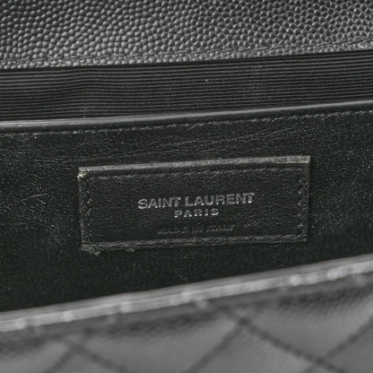 Saint Laurent Grain De Poudre Textured Mixed Matelasse Triquilt Medium Monogram Satchel Black 7 of 12