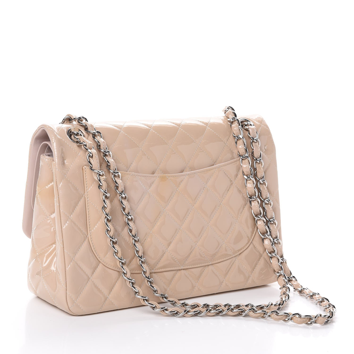 Chanel Patent Calfskin Quilted Jumbo Double Flap Beige 4 of 10