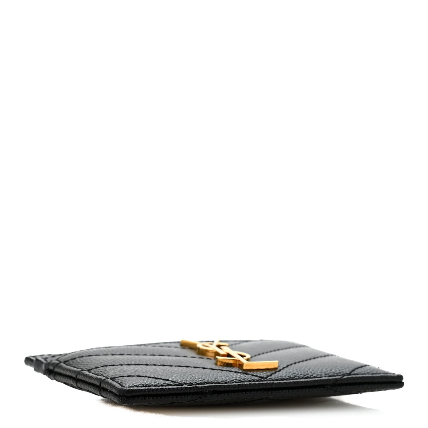 Grain De Poudre Matelasse Chevron Monogram Credit Card Case Black