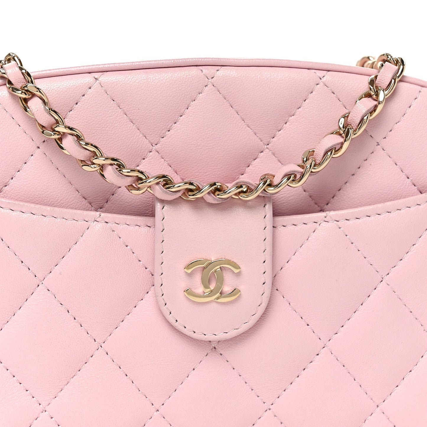 Lambskin Quilted Chain Camera Bag Light Pink