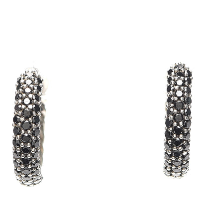 David Yurman Sterling Silver Black Diamond Petite Pave Huggie Hoop Earrings 1 of 4