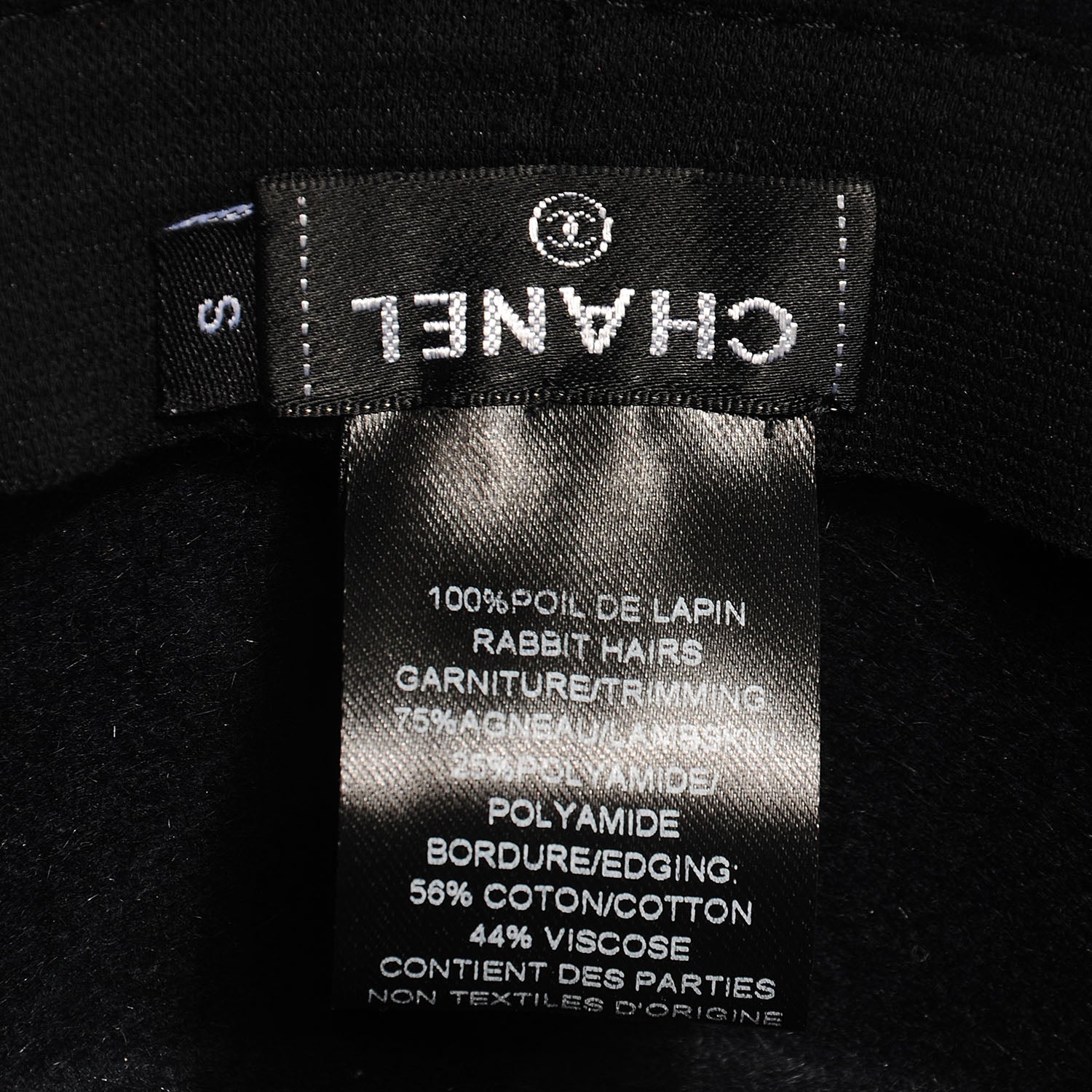 Chanel Rabbit Fur Felt Lambskin Ribbon Paris Dallas Hat Small Navy 7 of 7