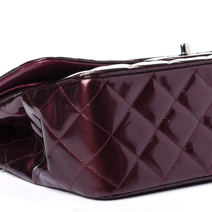 Chanel Striated Patent Quilted Jumbo Double Flap Burgundy 8 of 10