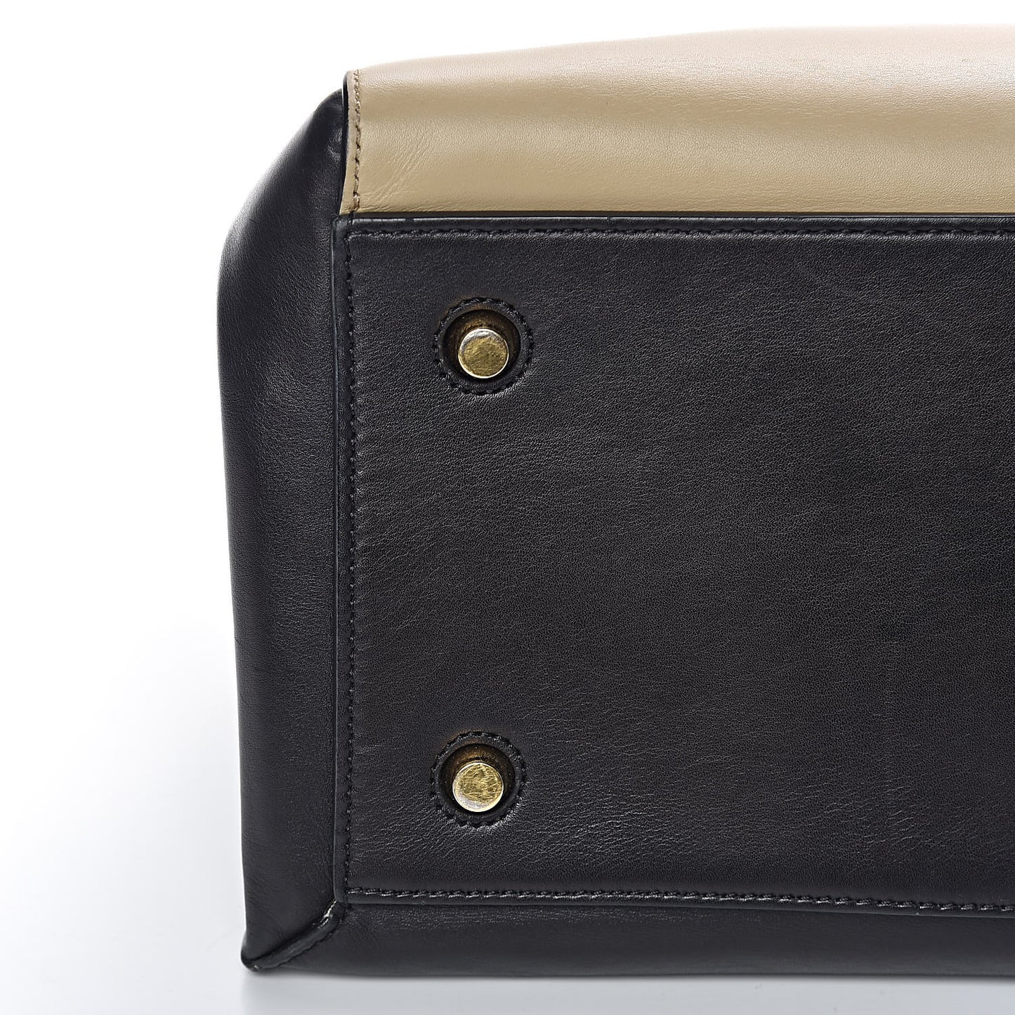 Smooth Calfskin Medium Bi-Color Edge Shoulder Bag Black Cream