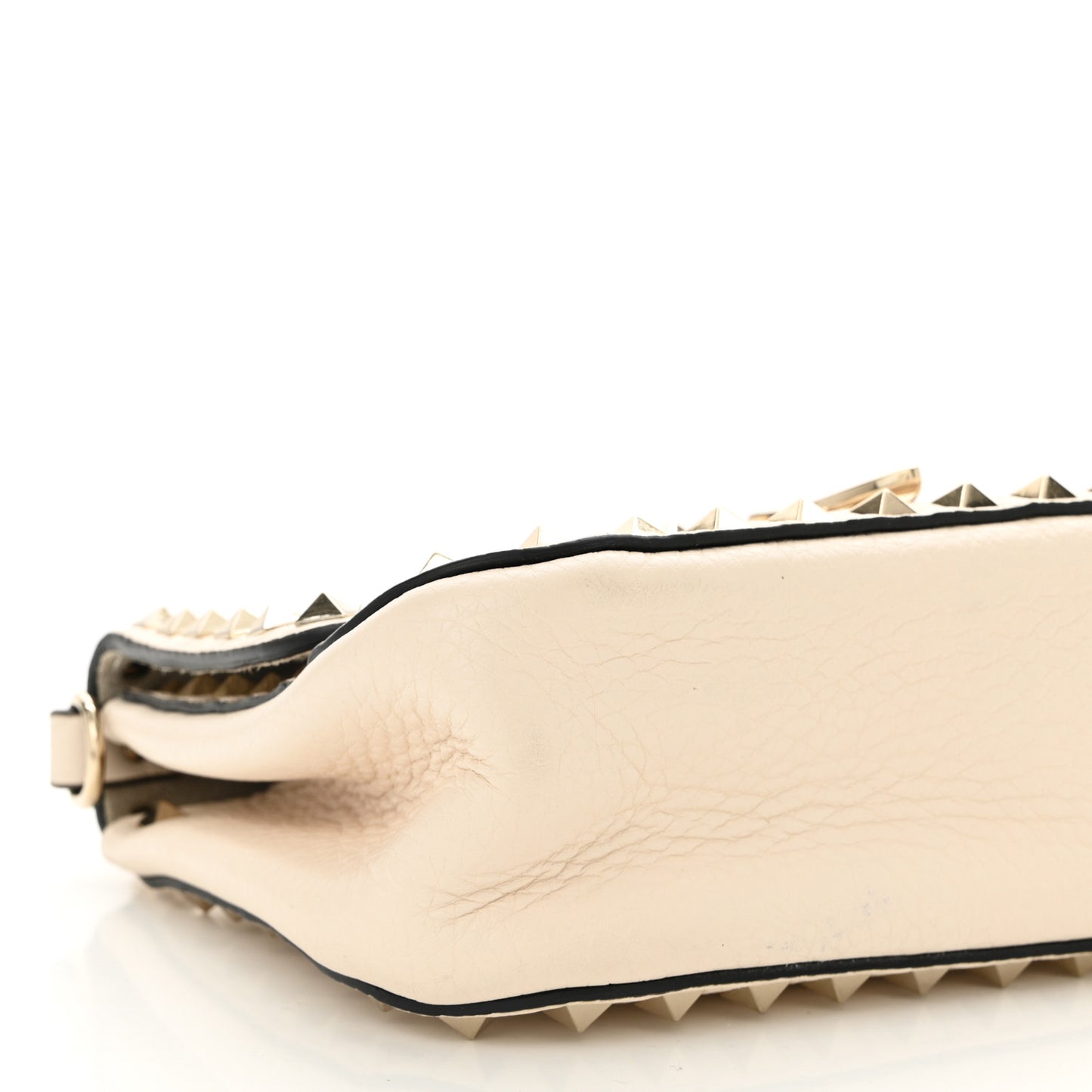 Grainy Calfskin Small Rockstud Top Handle Bag Light Ivory
