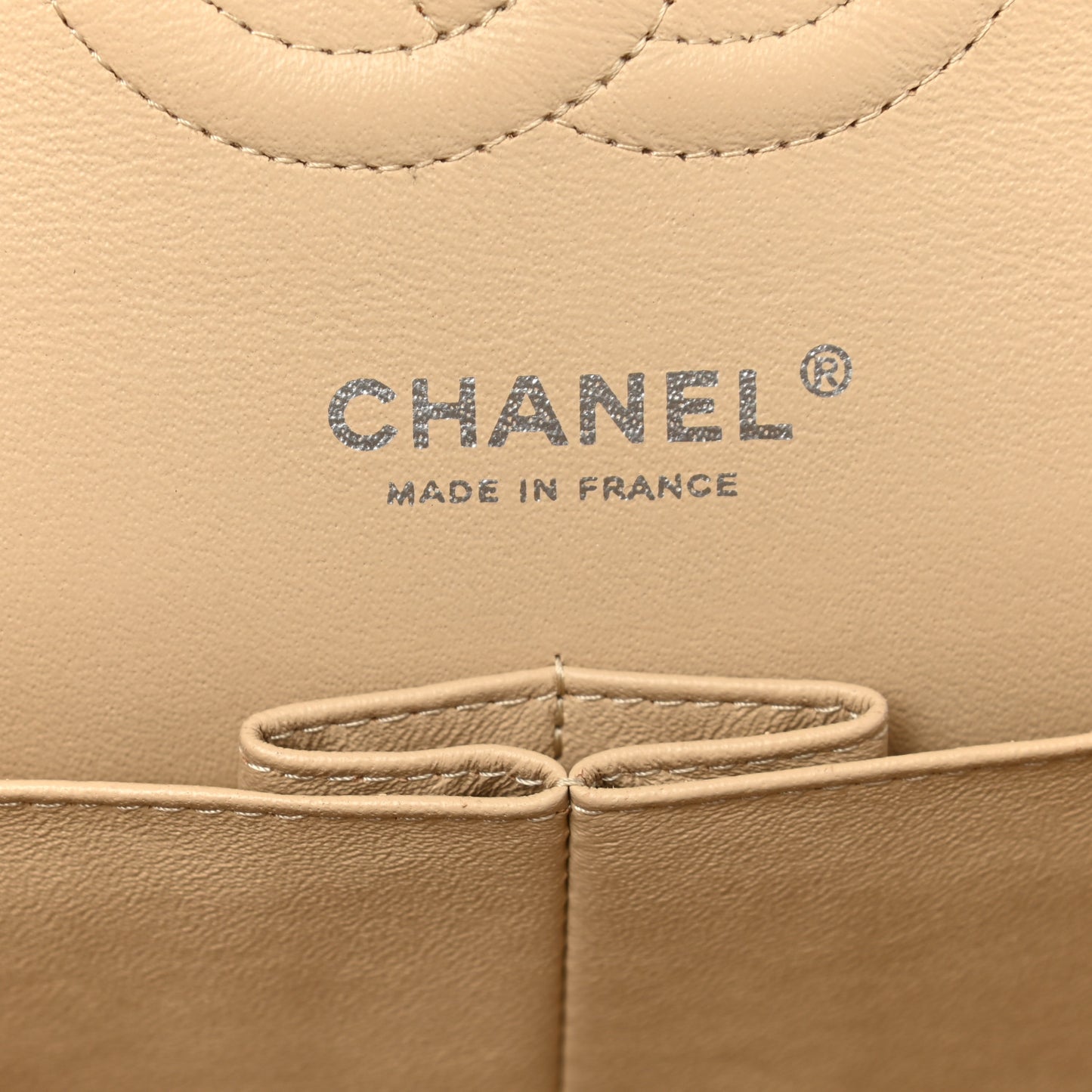 Caviar Quilted Medium Double Flap Light Beige