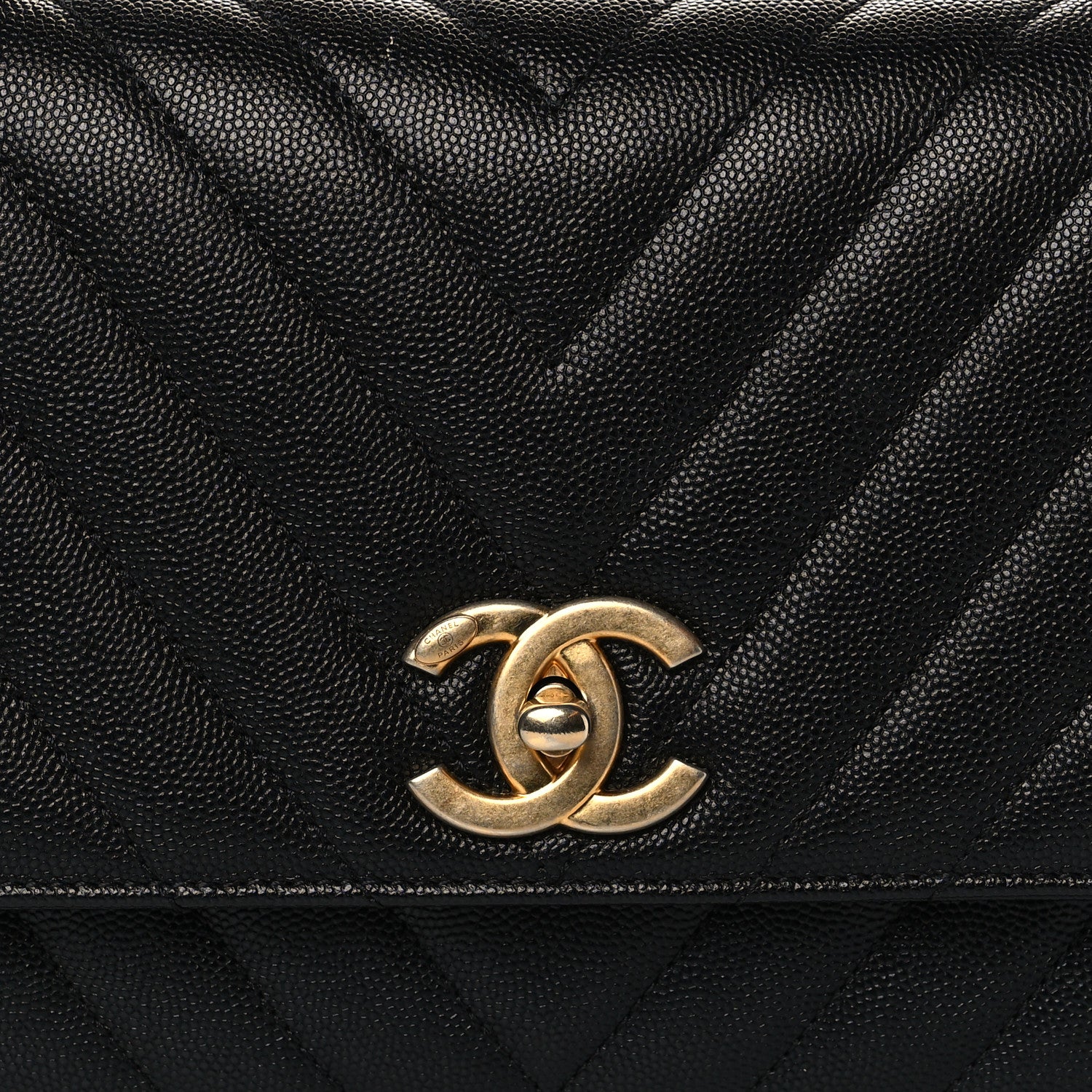 Chanel Caviar Chevron Quilted Small Coco Handle Flap Black 8 of 10