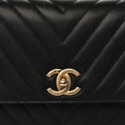 Chanel Caviar Chevron Quilted Small Coco Handle Flap Black 8 of 10