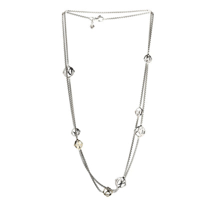 David Yurman Sterling Silver 14K Yellow Gold Logo Station Necklace 36" 3 of 4
