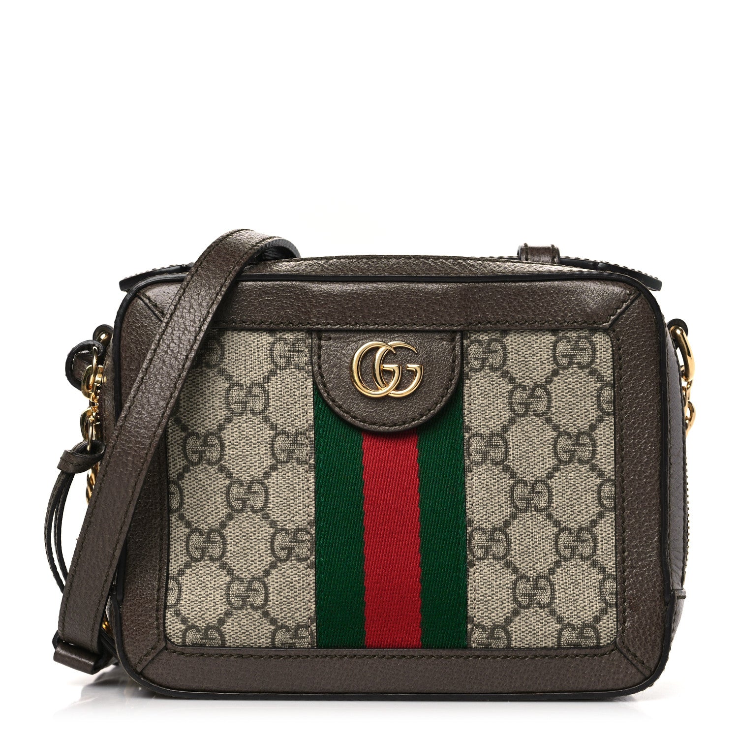 Gucci GG Supreme Monogram Mini Ophidia Top Handle Shoulder Bag Brown 1 of 10