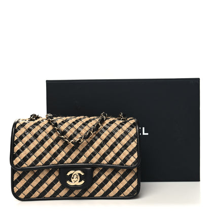 Chanel Raffia Jute Striped Small Urban Jungle Single Flap Black Beige 12 of 12