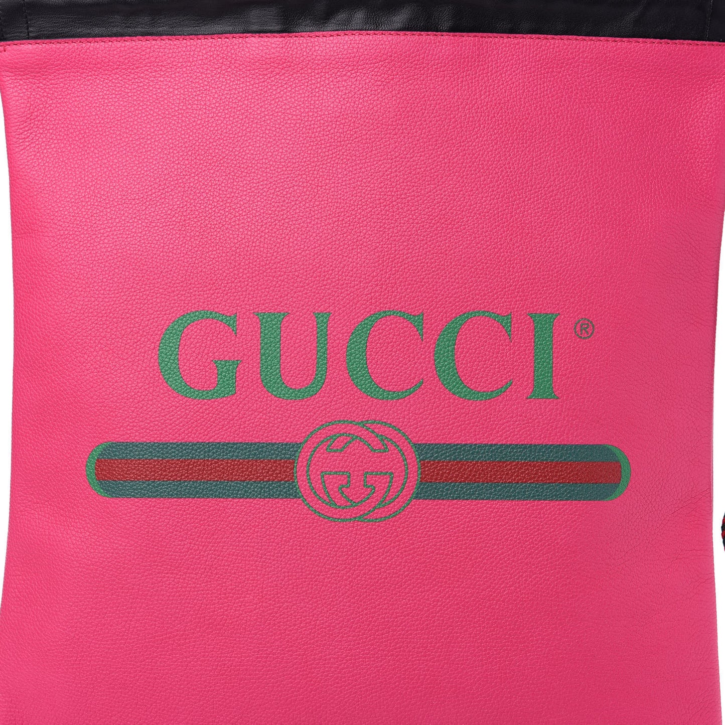 Grained Calfskin Logo Drawstring Backpack Box Pink Green Black