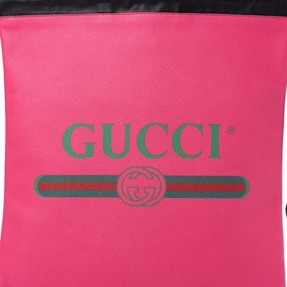 Gucci Grained Calfskin Logo Drawstring Backpack Box Pink Green Black 9 of 9