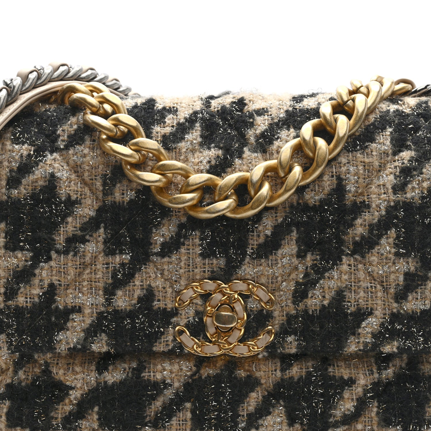 Chanel Tweed Large Chanel 19 Flap Beige Black 8 of 10