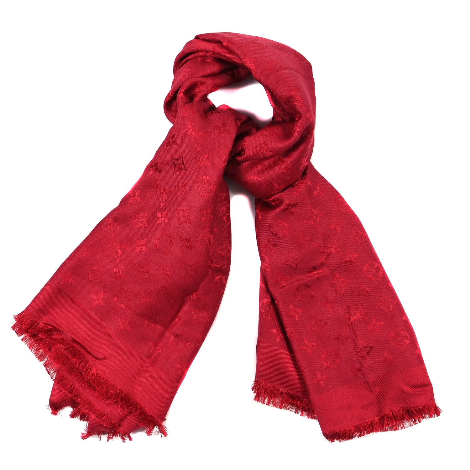 Louis Vuitton Silk Wool Monogram Shawl Pomme D'Amour 1 of 4