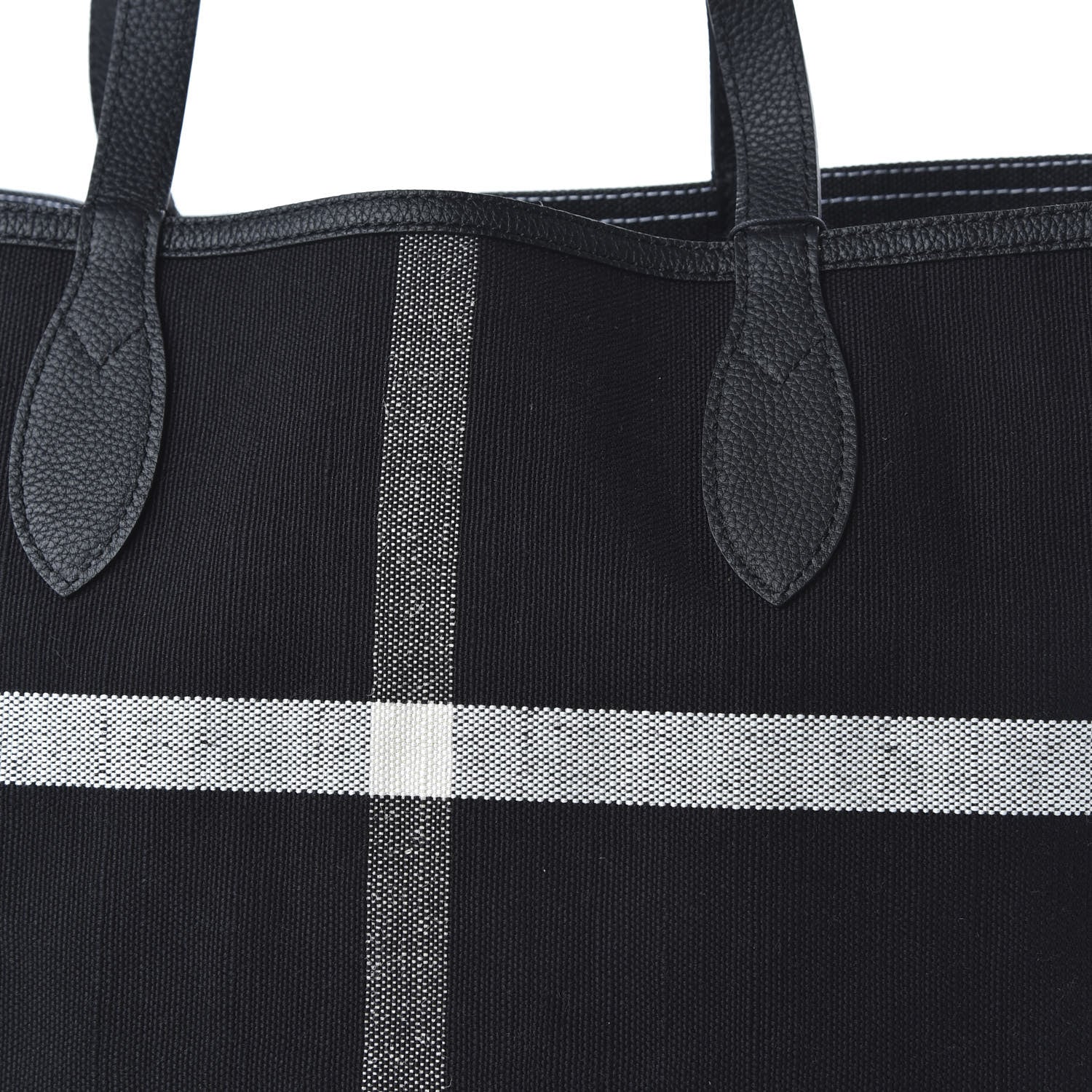 Burberry Coated Canvas Mega Check Medium Doodle Tote Black White 16 of 16