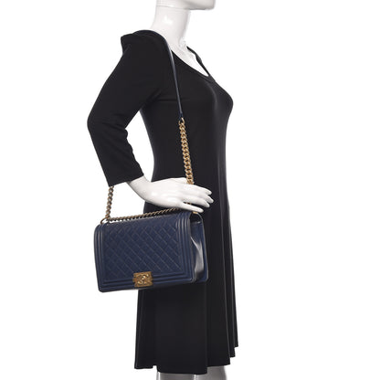 Chanel Lambskin Quilted New Medium Boy Flap Dark Navy Blue 2 of 11