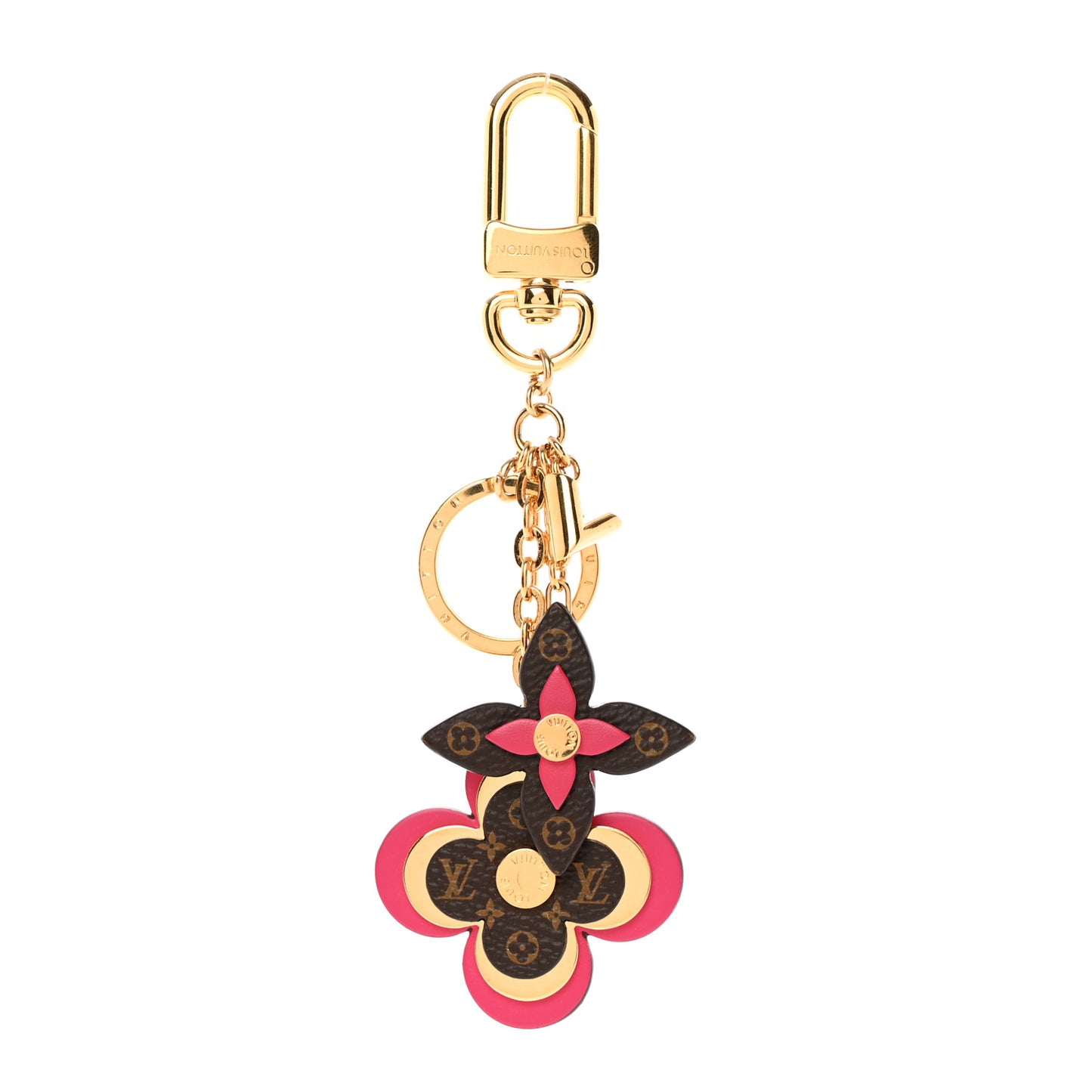 Monogram Blooming Flowers Bag Charm Key Holder Brown