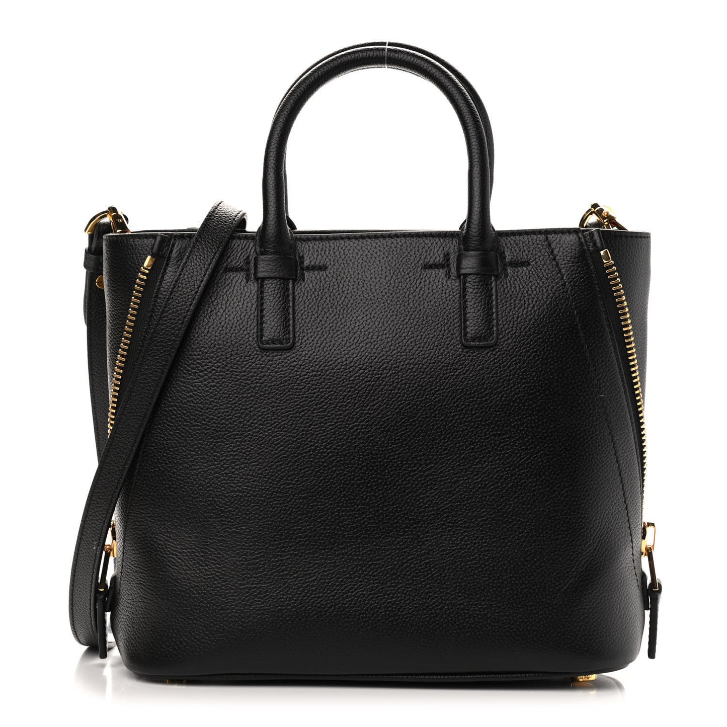 Pebbled Calfskin Medium Jennifer Zip Tote Black