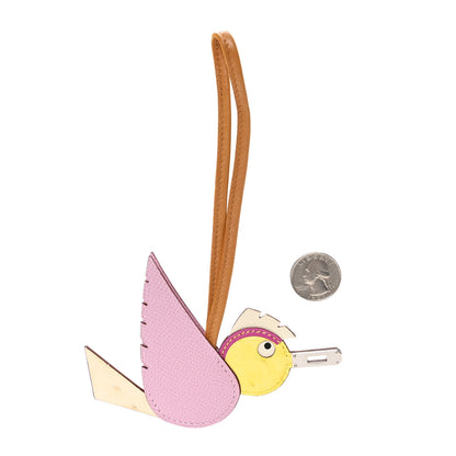 Hermes Ostrich Epsom Swift Birdy Bag Charm Mauve Sylvestre Nata Jaune Citron Magnolia Sesame 2 of 4