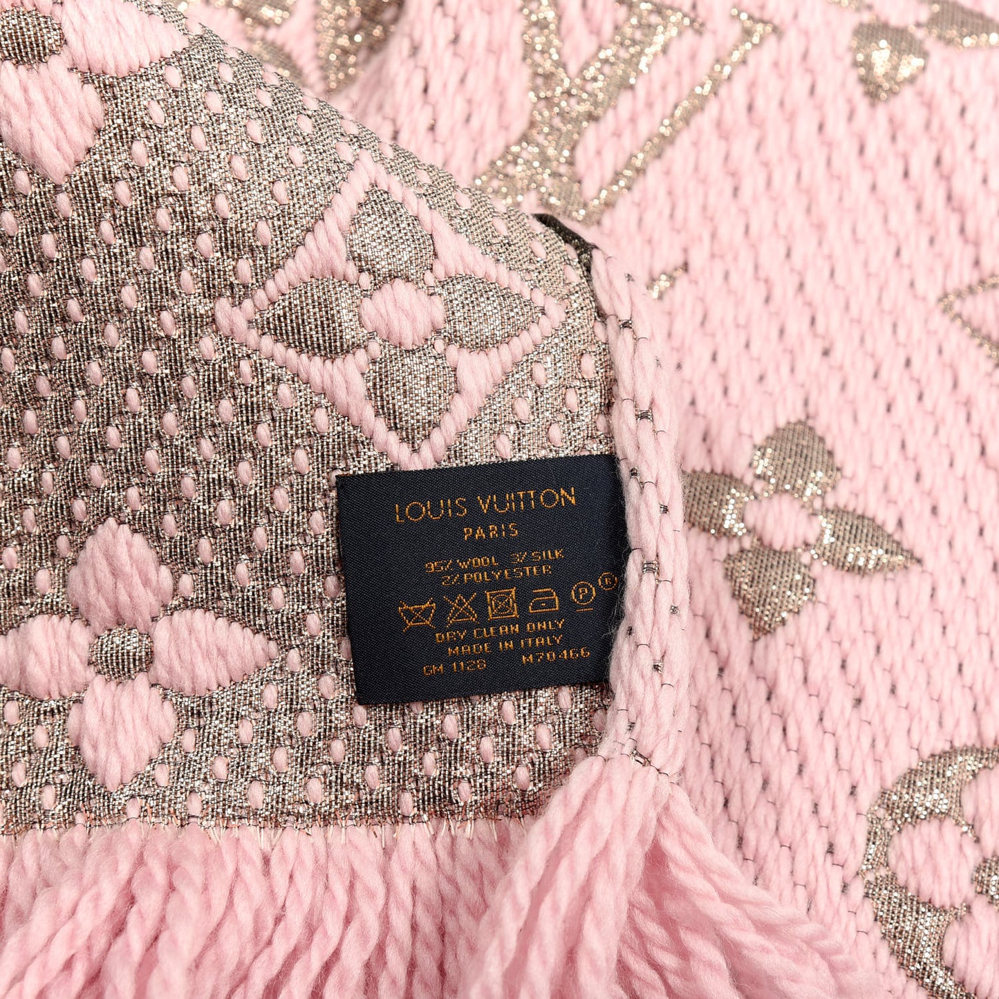 Wool Silk Logomania Shine Scarf Pink