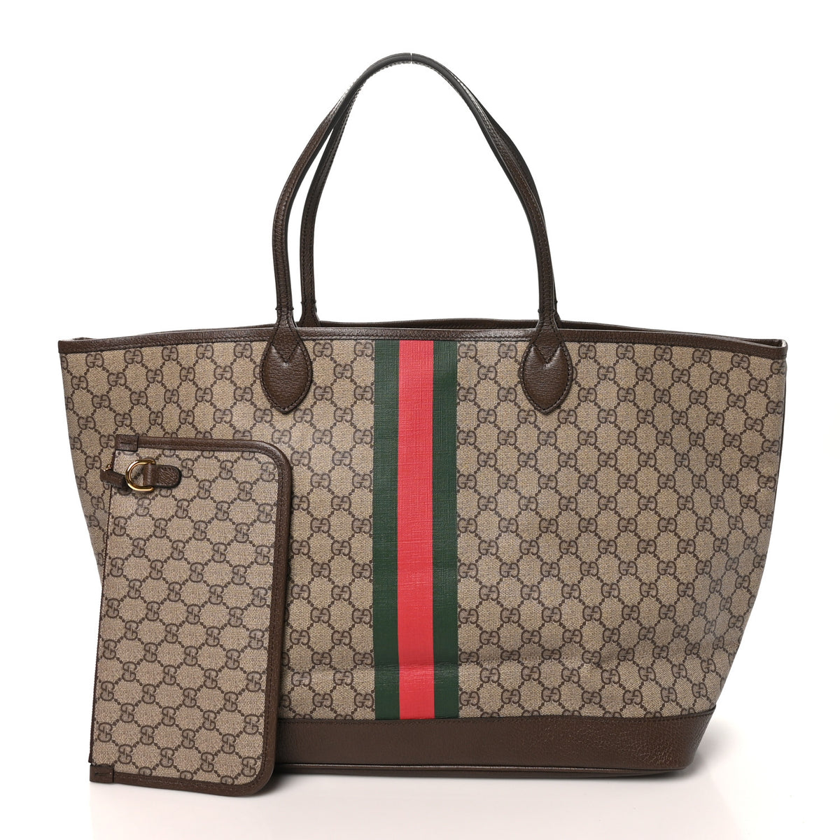 Gucci GG Supreme Monogram Textured Dollar Calfskin Web Large Ophidia Tote Beige Ebony New Acero 2 of 10