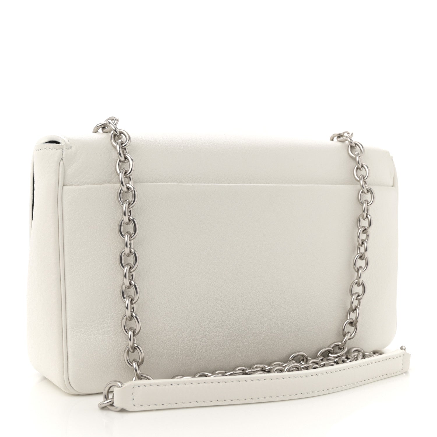 Balenciaga Pebbled Calfskin Logo Everyday Flap Chain Wallet White 3 of 12