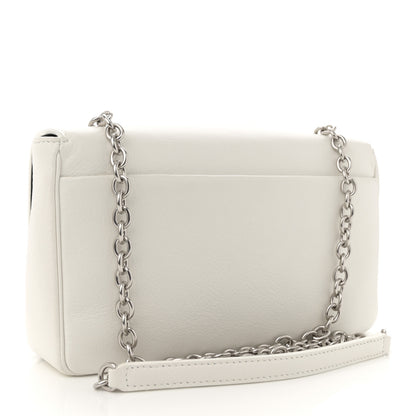 Balenciaga Pebbled Calfskin Logo Everyday Flap Chain Wallet White 3 of 12