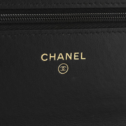Chanel Lambskin Quilted Wallet On Chain WOC White Black 6 of 11